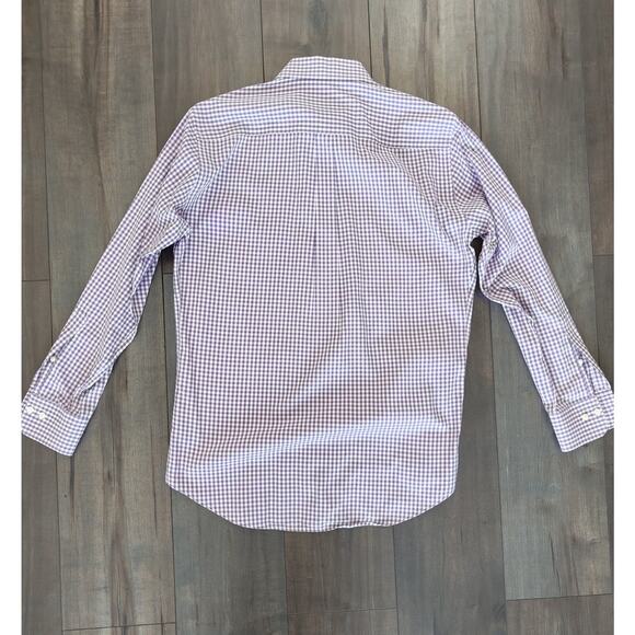 Peter Millar Mens Medium Shirt Purple Gingham Check Long Sleeve Button-Up Cotton - Picture 2 of 8